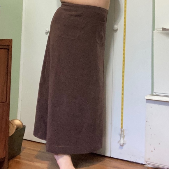 DENIM & CO Maxi Skirt Front Pockets Brown Womens Medium - Picture 6 of 8